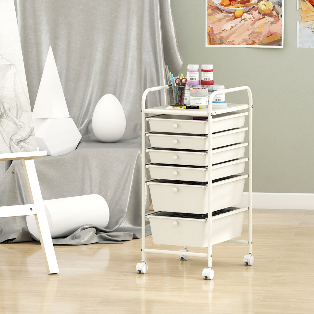 Multifunctional 6 Drawers Rolling Storage Cart Organizer