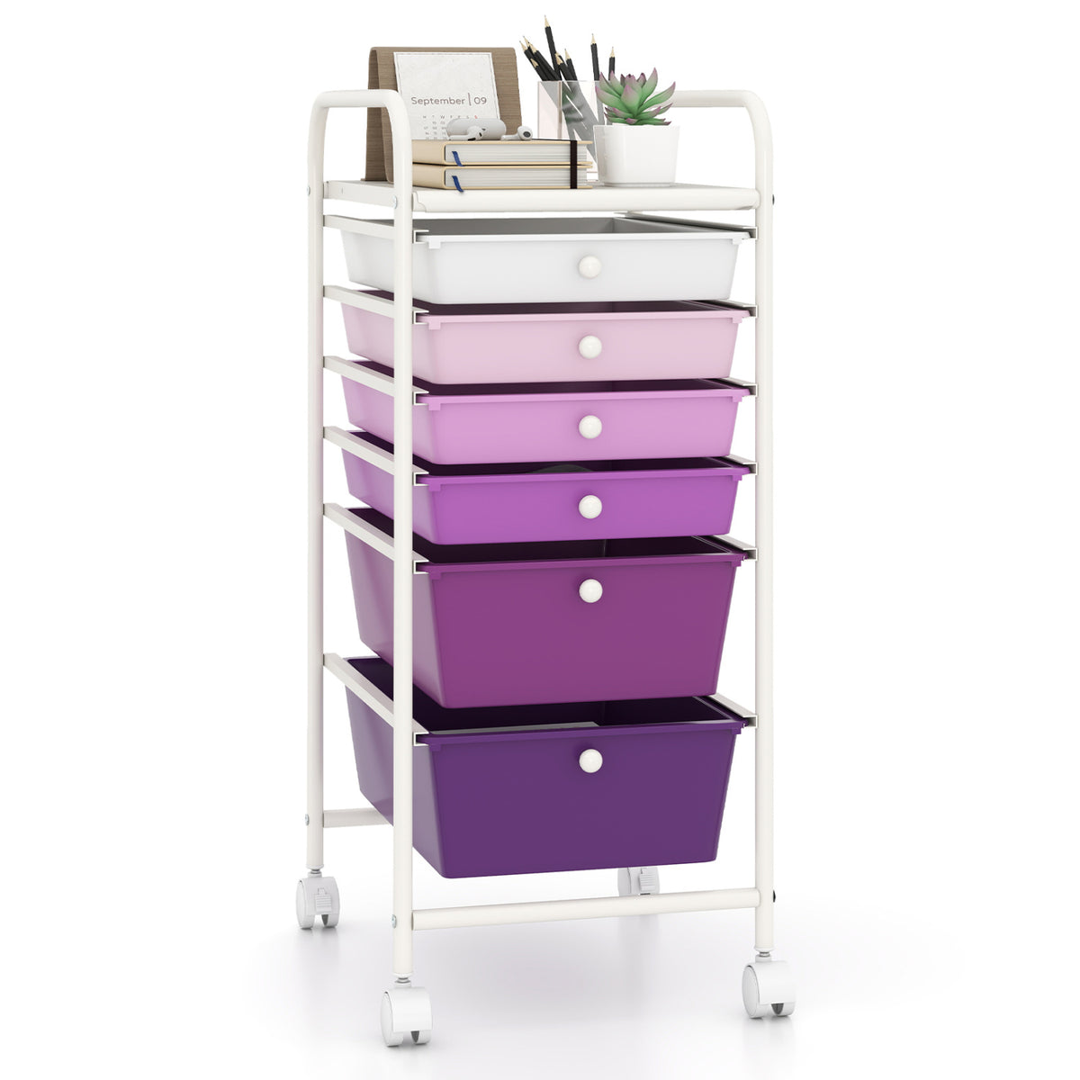 Multifunctional 6 Drawers Rolling Storage Cart Organizer