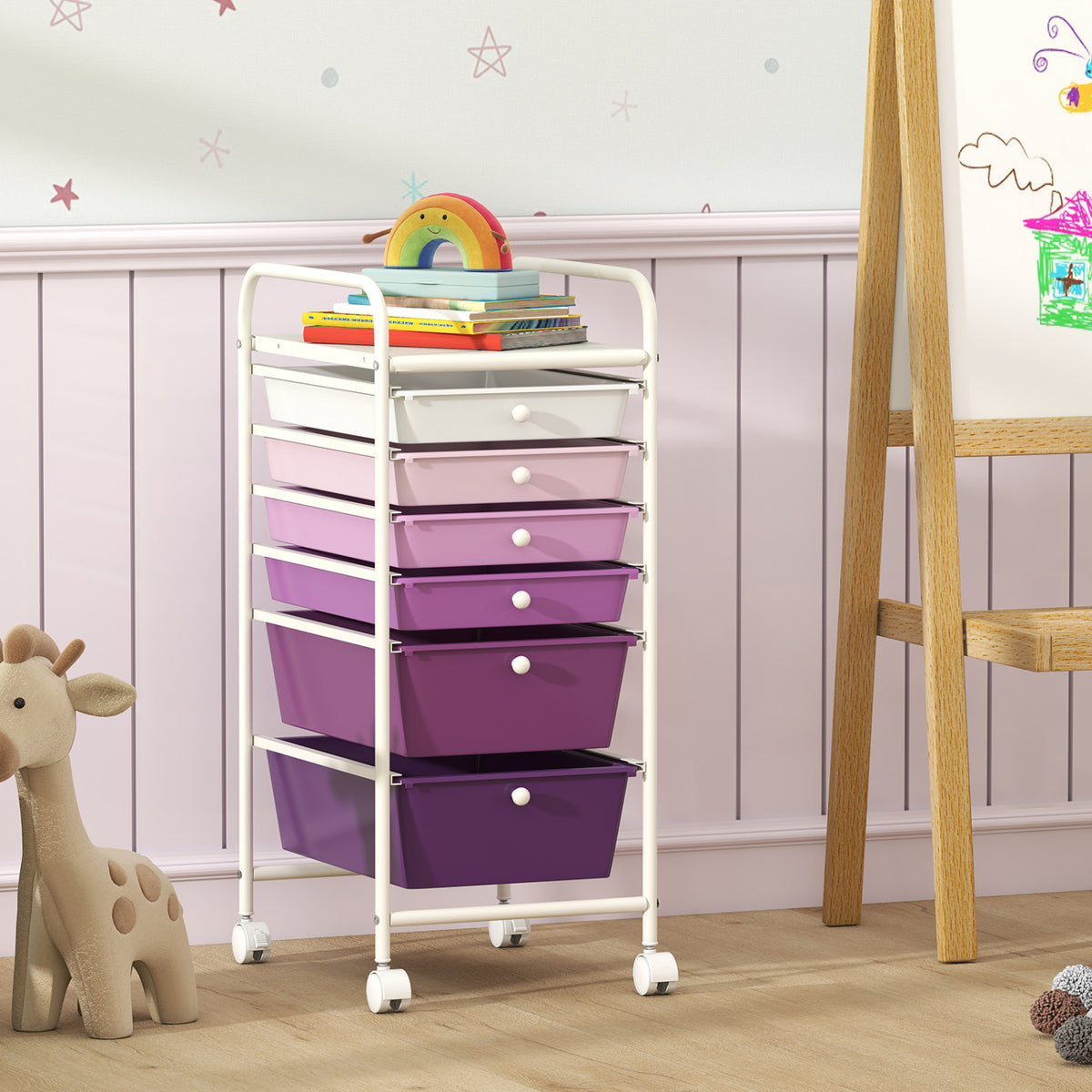 Multifunctional 6 Drawers Rolling Storage Cart Organizer