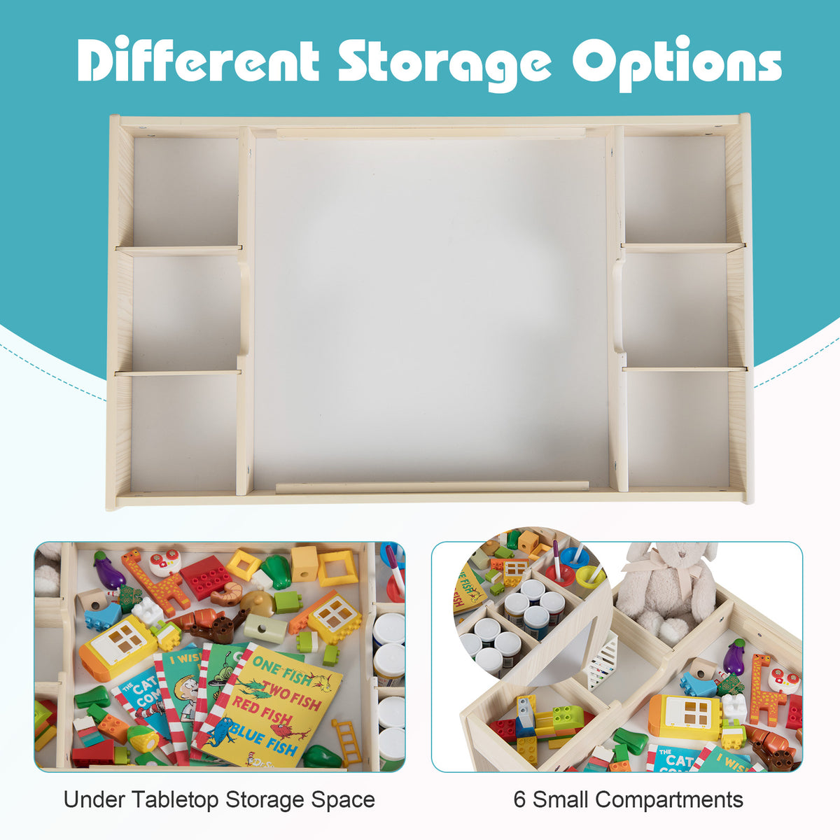 Multifunctional Kids Table & 2 Chairs Set with Chalkboard - Natural Variation