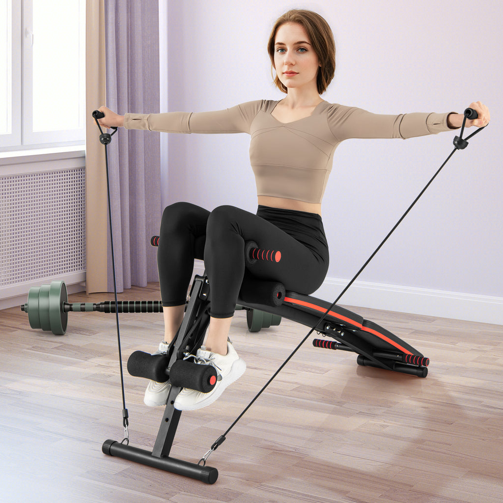 Foldable 4-Position Adjustable Sit Up Bench - Compact Metal Workout Equipment
