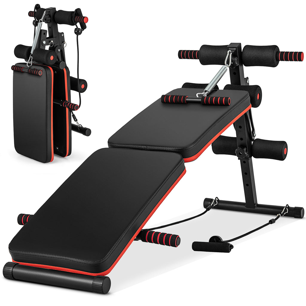 Foldable 4-Position Adjustable Sit Up Bench - Compact Metal Workout Equipment