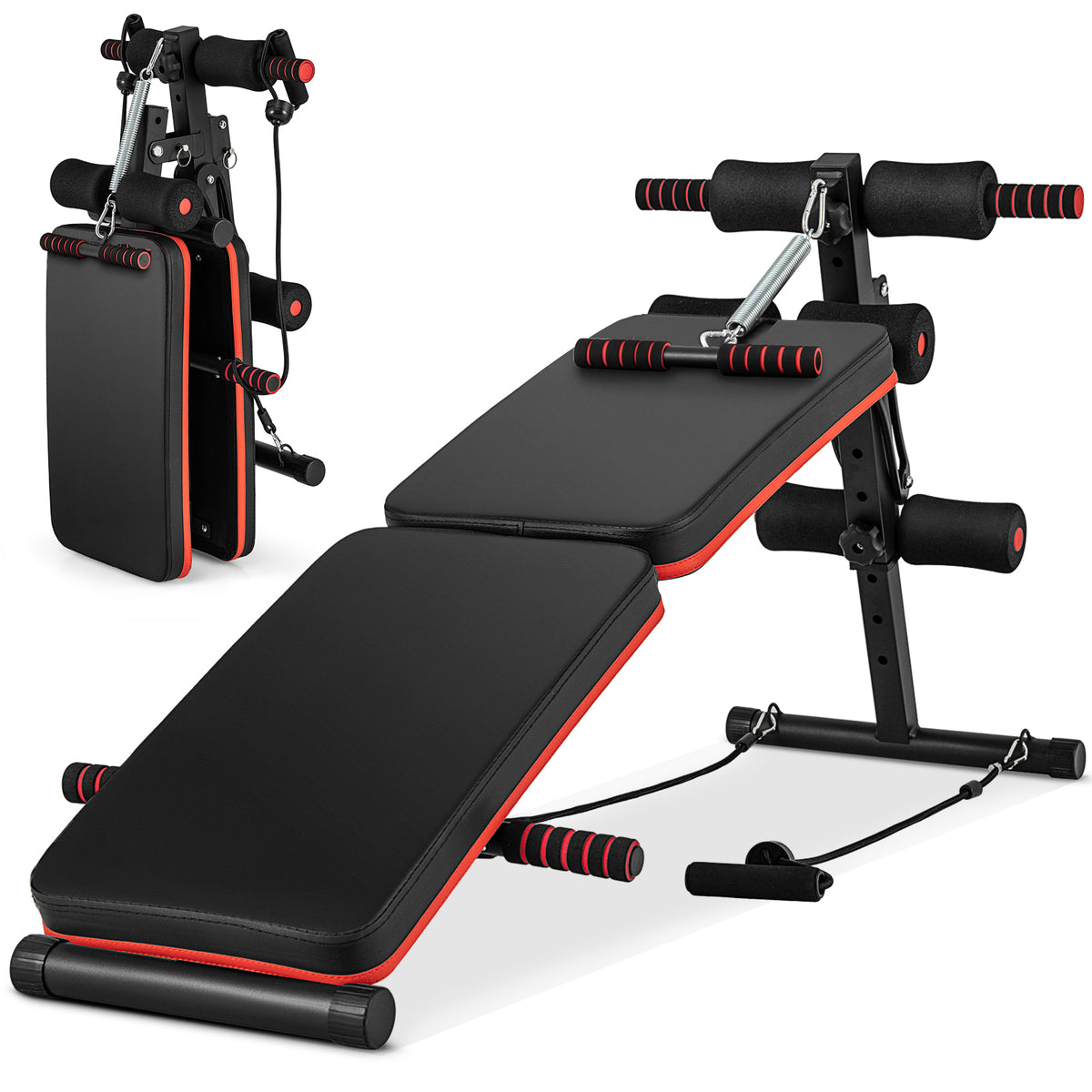 Foldable 4-Position Adjustable Sit Up Bench - Compact Metal Workout Equipment