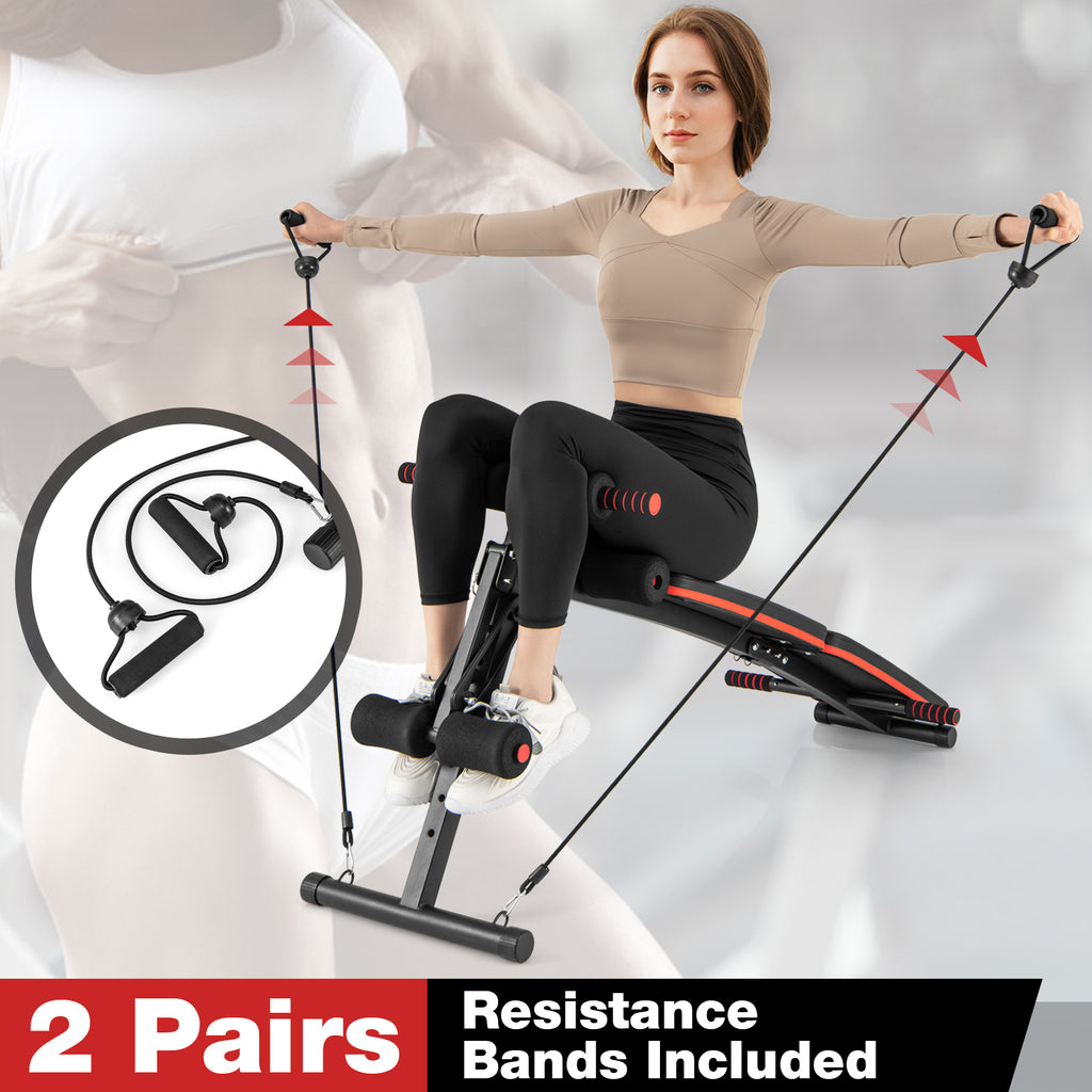Foldable 4-Position Adjustable Sit Up Bench - Compact Metal Workout Equipment