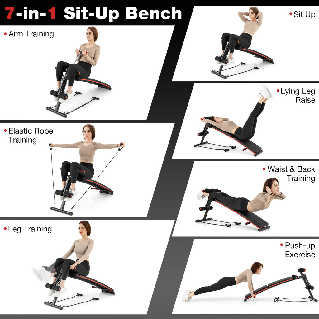 Foldable 4-Position Adjustable Sit Up Bench - Compact Metal Workout Equipment