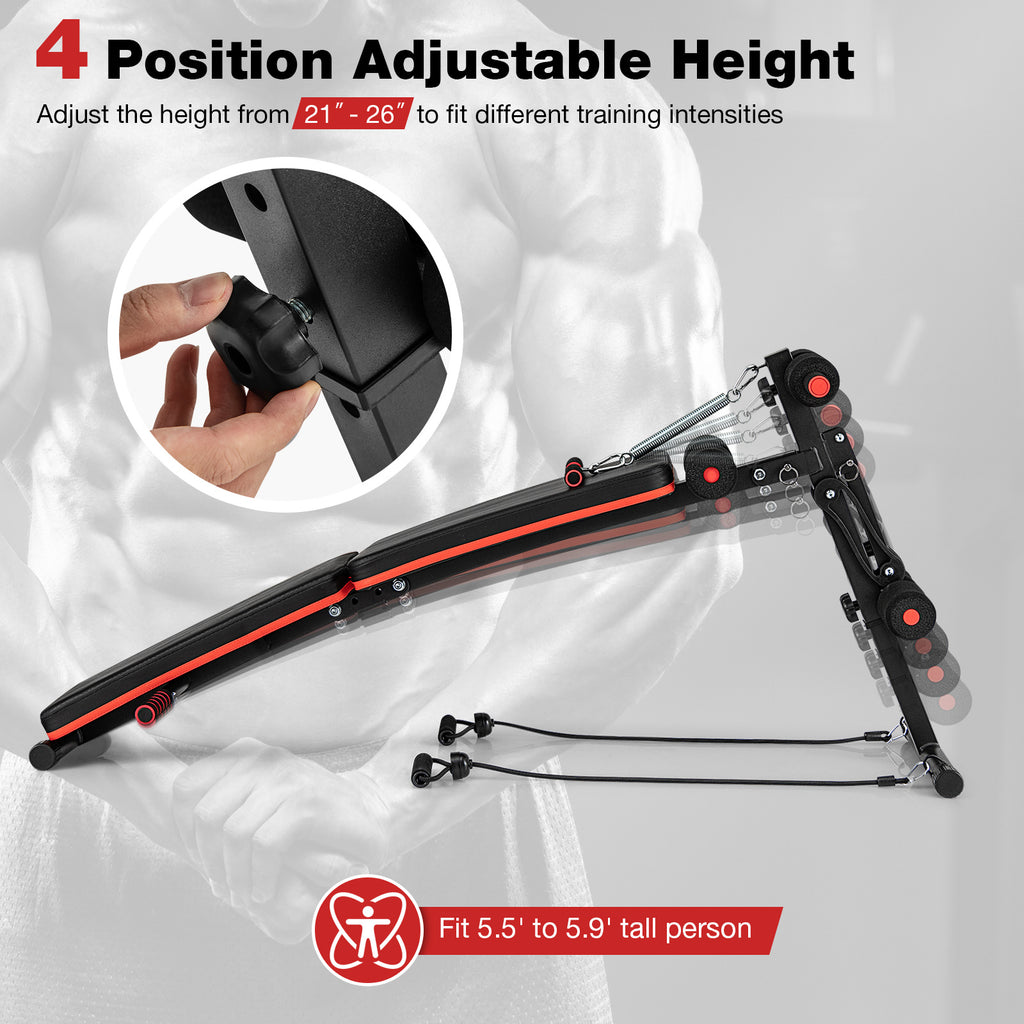 Foldable 4-Position Adjustable Sit Up Bench - Compact Metal Workout Equipment
