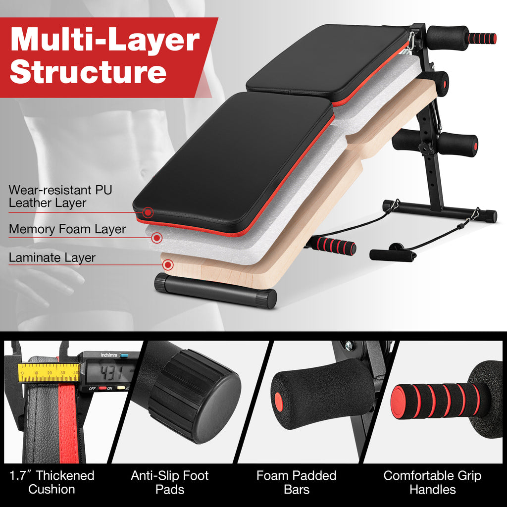 Foldable 4-Position Adjustable Sit Up Bench - Compact Metal Workout Equipment