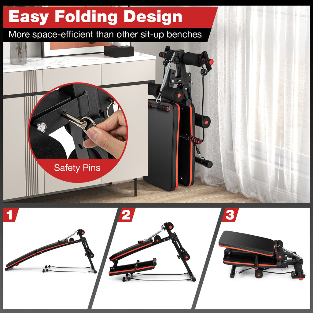 Foldable 4-Position Adjustable Sit Up Bench - Compact Metal Workout Equipment