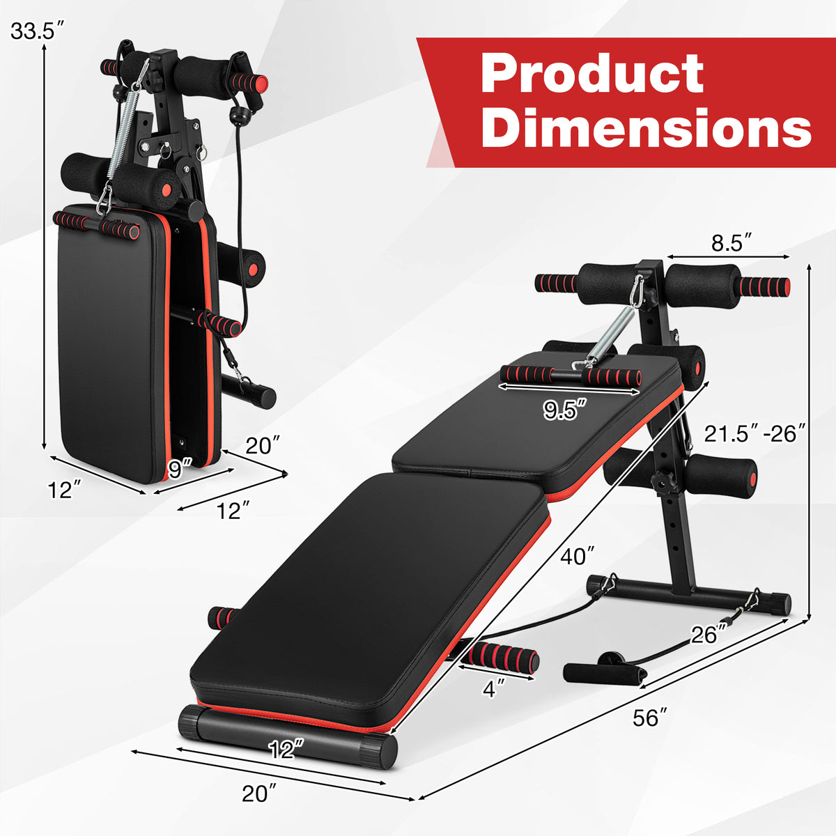 Foldable 4-Position Adjustable Sit Up Bench - Compact Metal Workout Equipment