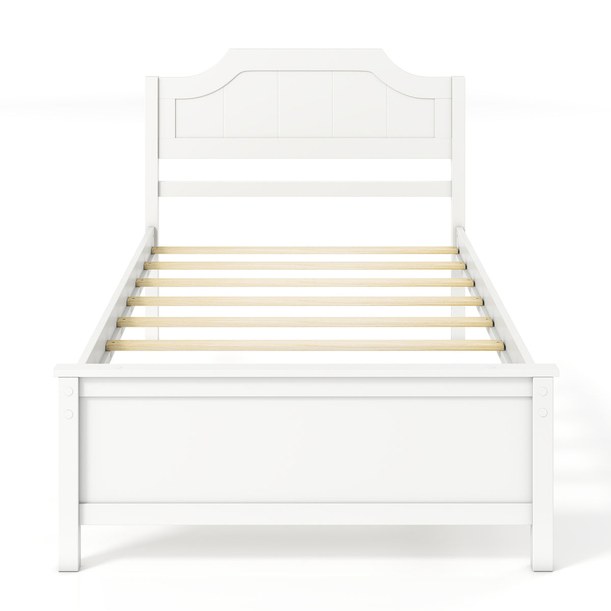 Solid Wood Platform Bed Frame with Headboard - White, Twin Size