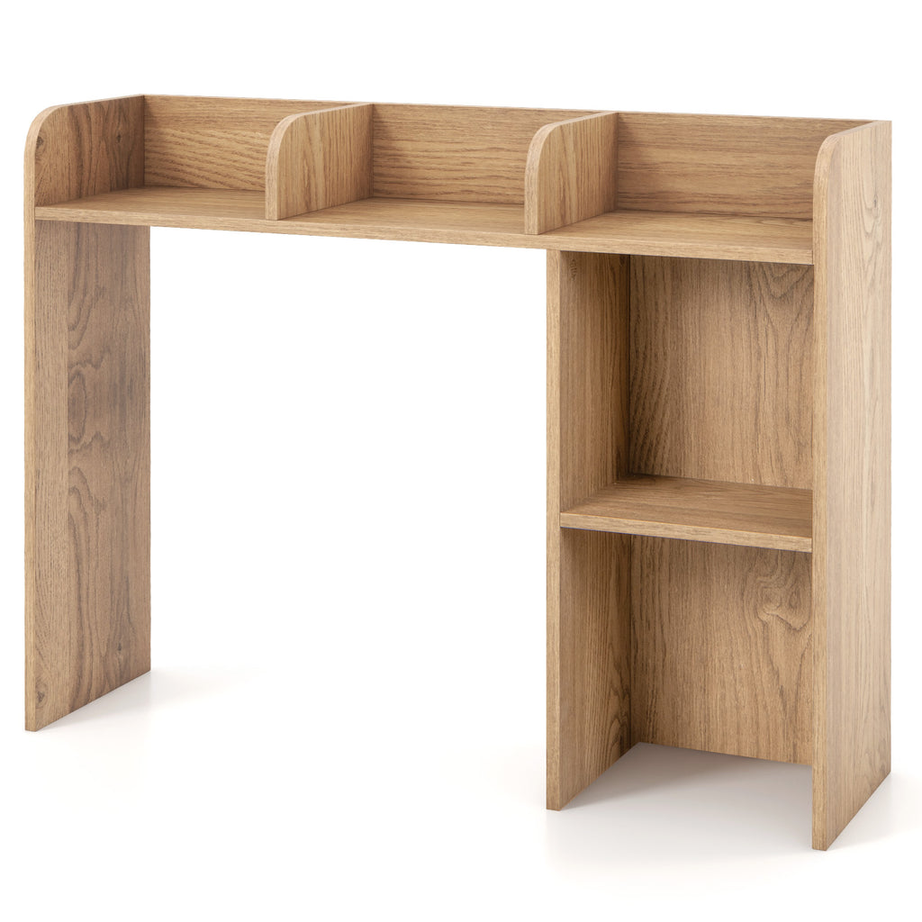 3-Tier Desk Bookshelf with Monitor Stand - Natural