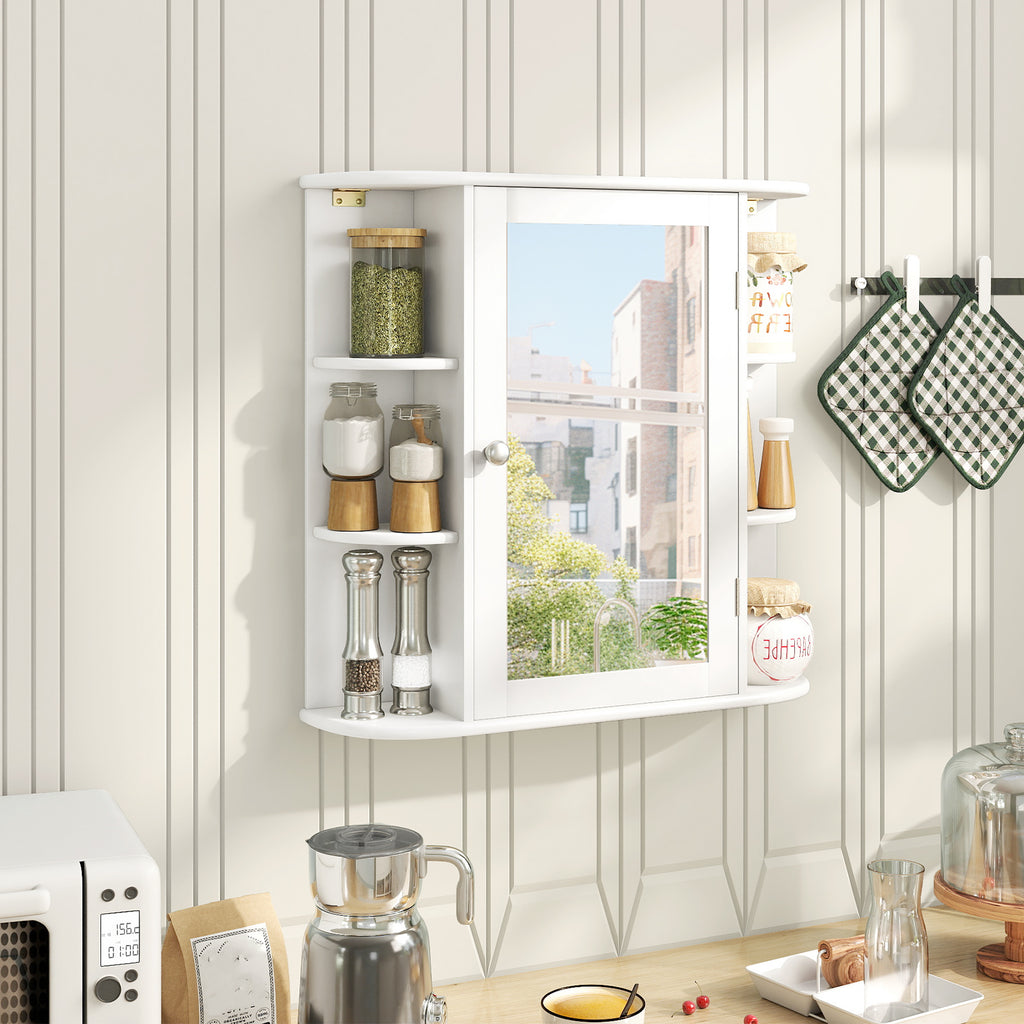Wall-Mounted Bathroom Mirror Cabinet with Storage Shelves