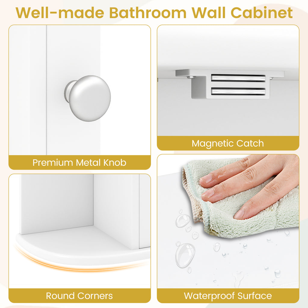 Wall-Mounted Bathroom Mirror Cabinet with Storage Shelves