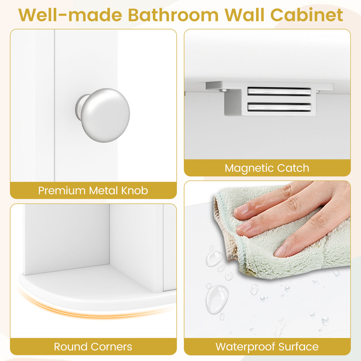 Wall-Mounted Bathroom Mirror Cabinet with Storage Shelves