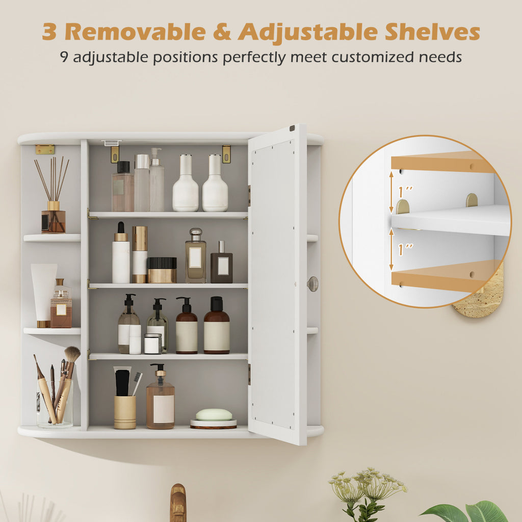 Wall-Mounted Bathroom Mirror Cabinet with Storage Shelves