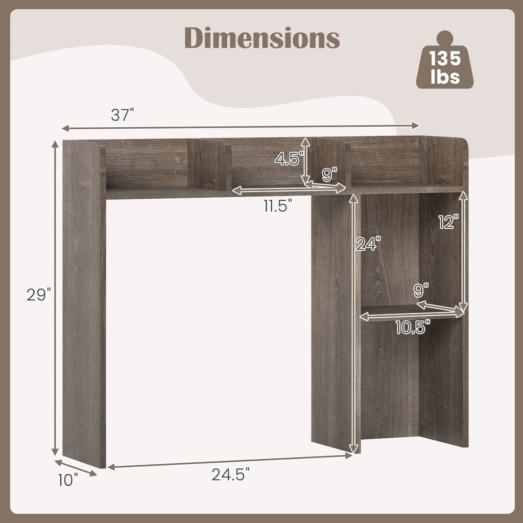 3-Tier Oak Desk Bookshelf with Monitor Stand