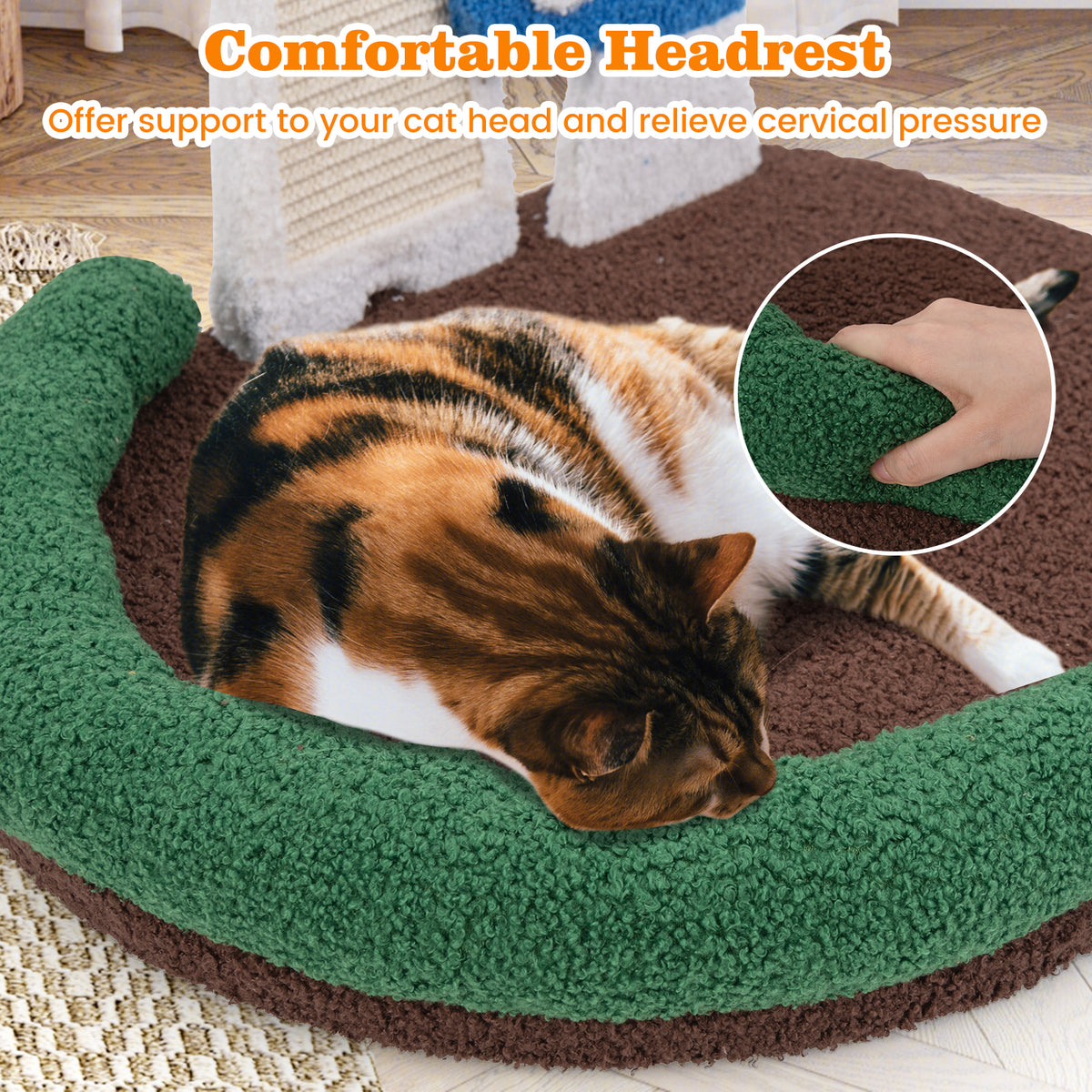 Multicolor Mushroom Cat Bed with Claw Scratcher & Swinging Ball - Costway
