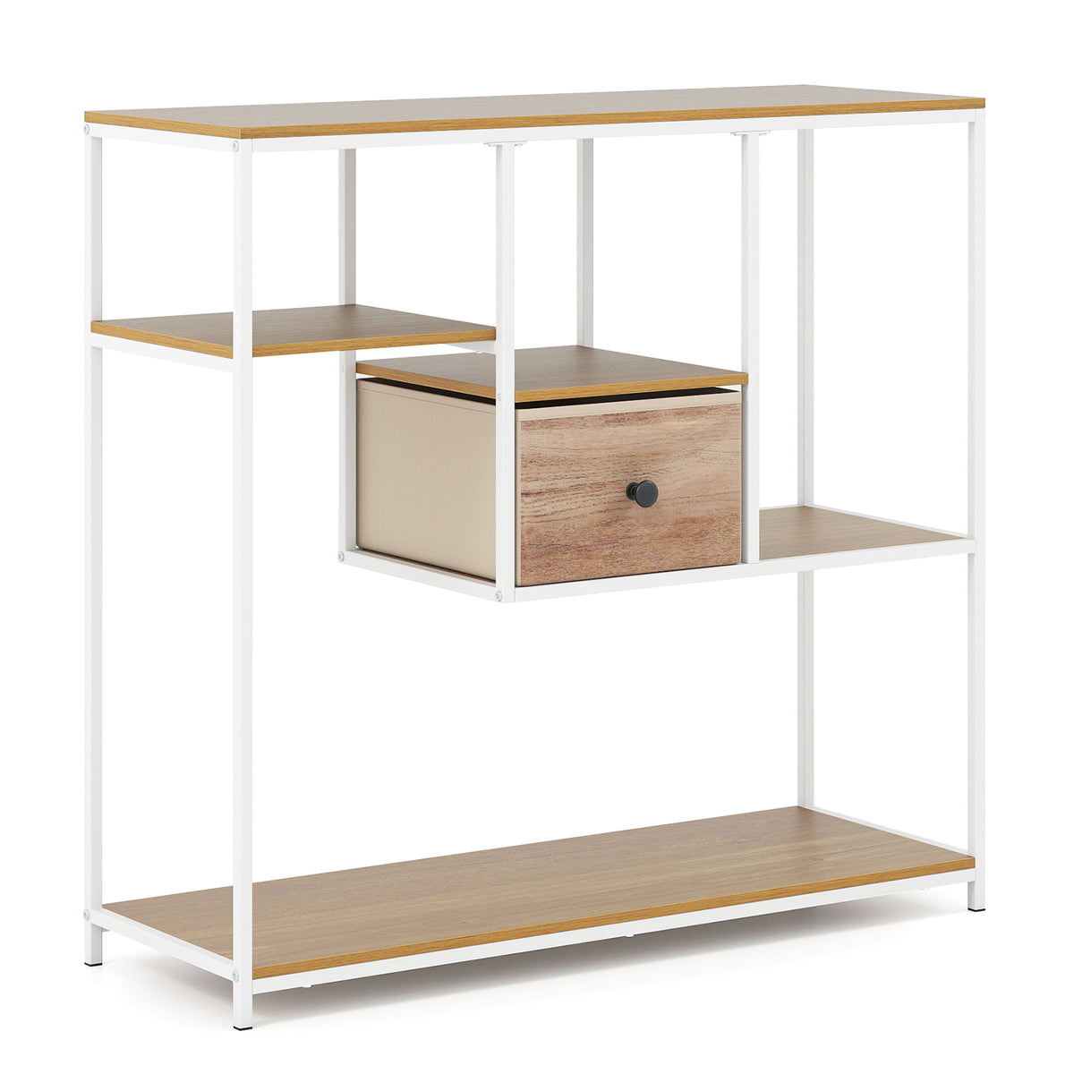 48 Inch 2-Tier Console Table with Drawer, White