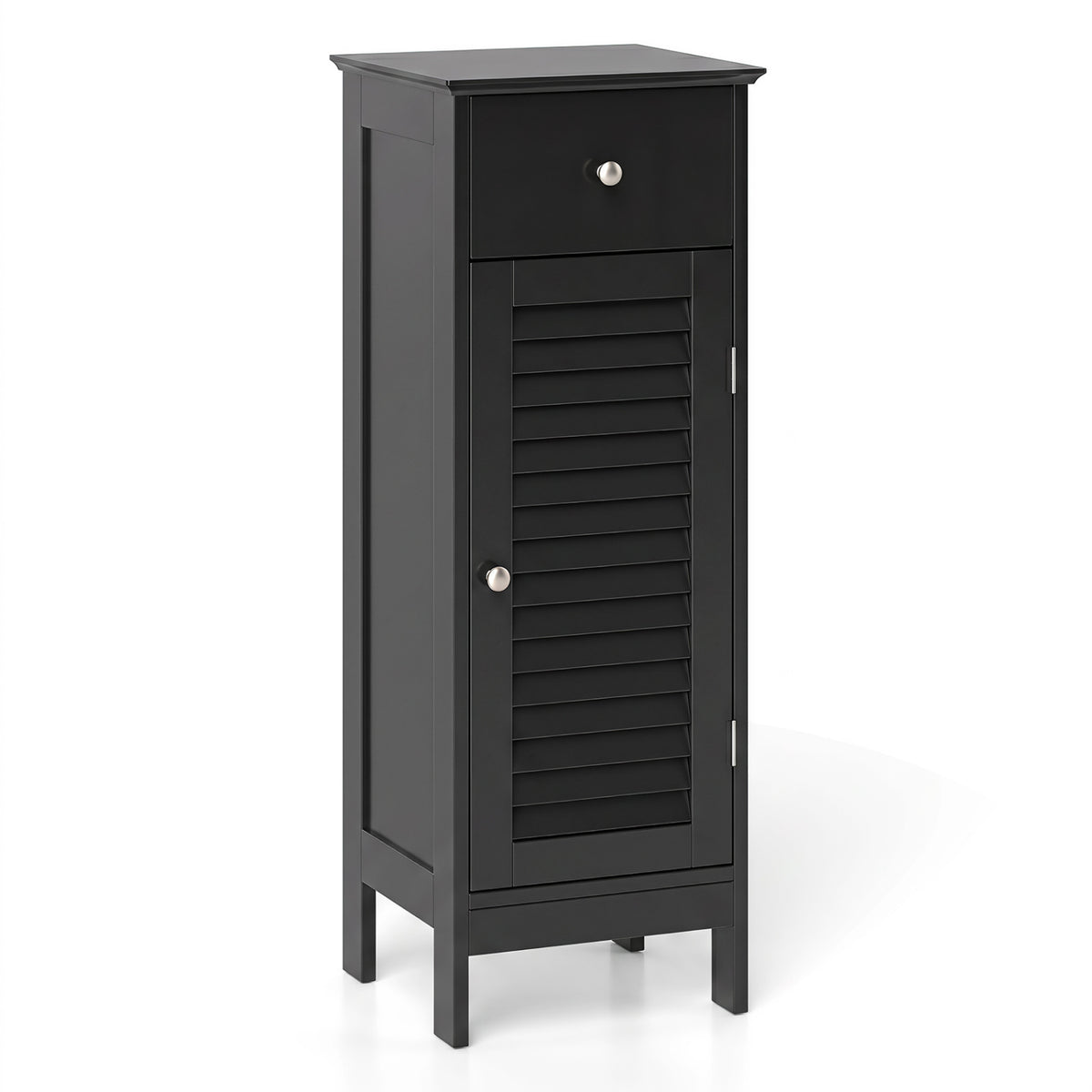 Narrow Bathroom Storage Cabinet with Drawer, Black