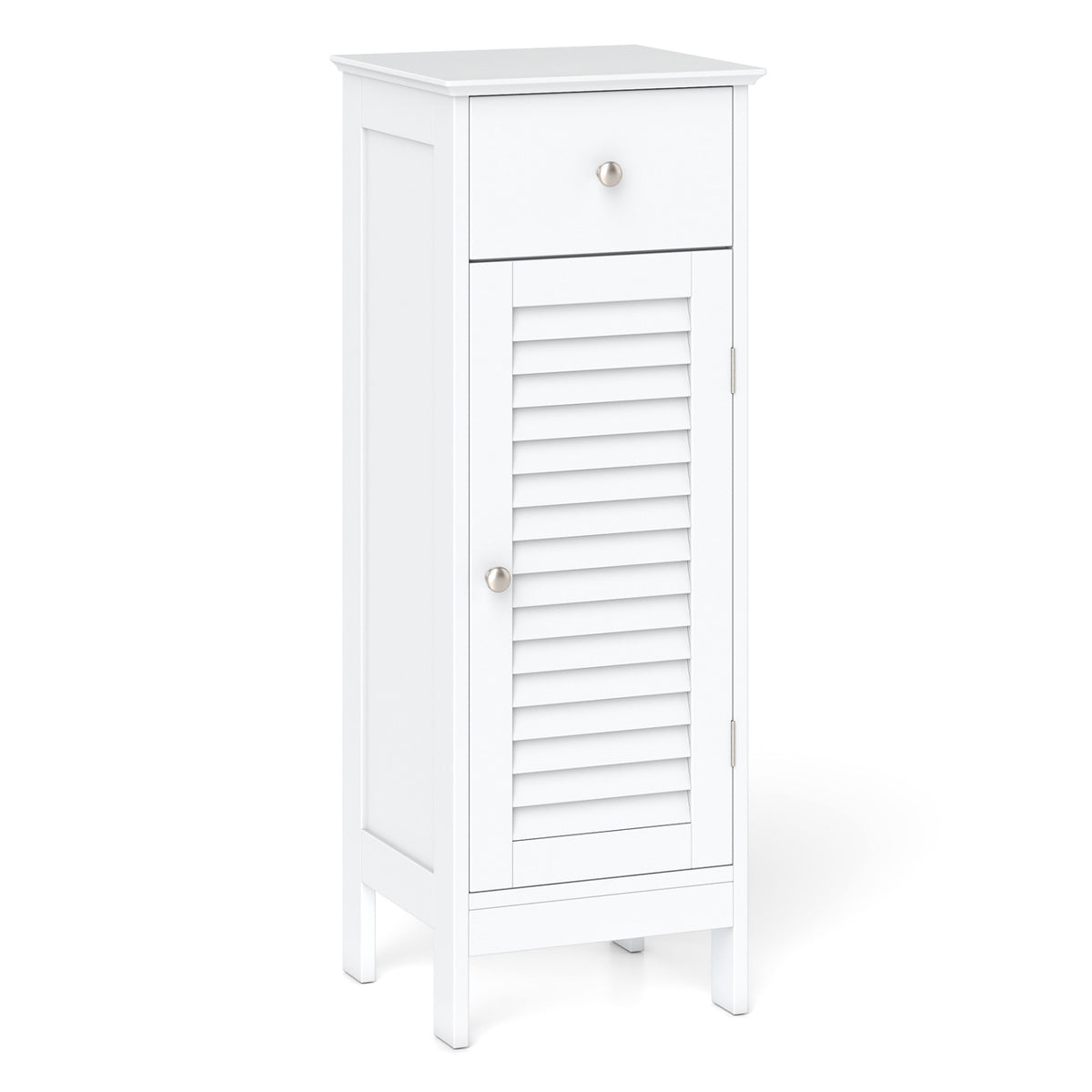 Narrow Bathroom Storage Cabinet with Drawer, White