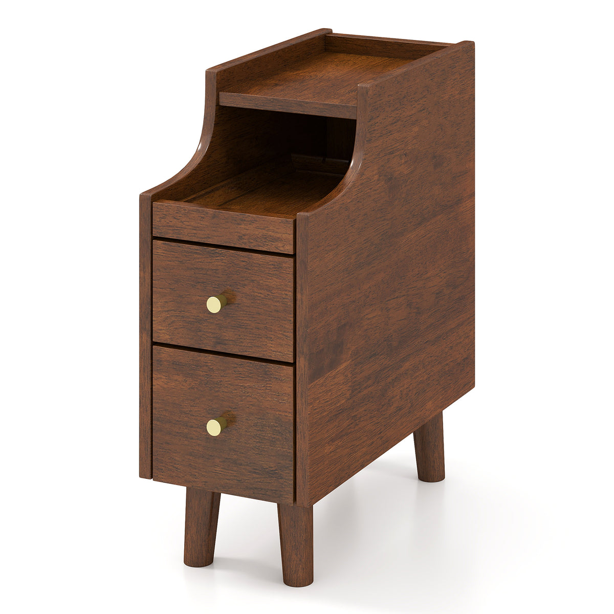 Flip Top End Table with Charging Station - Natural