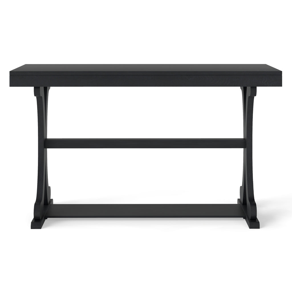 Narrow Console Table 52 Inch Vintage with Open Storage Shelf - Black