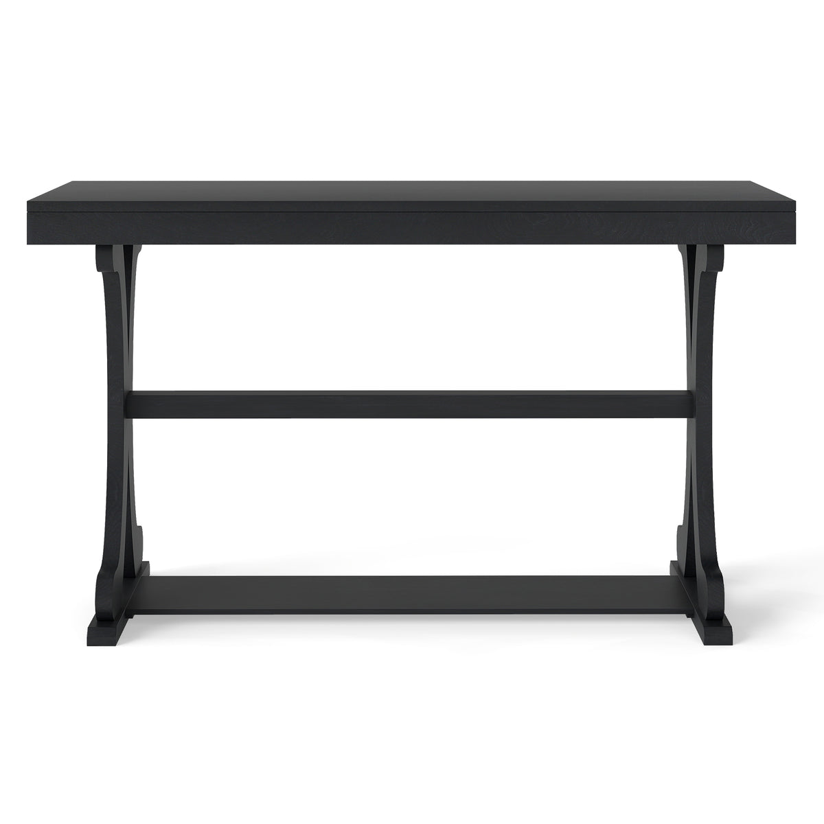 Narrow Console Table 52 Inch Vintage with Open Storage Shelf - Black