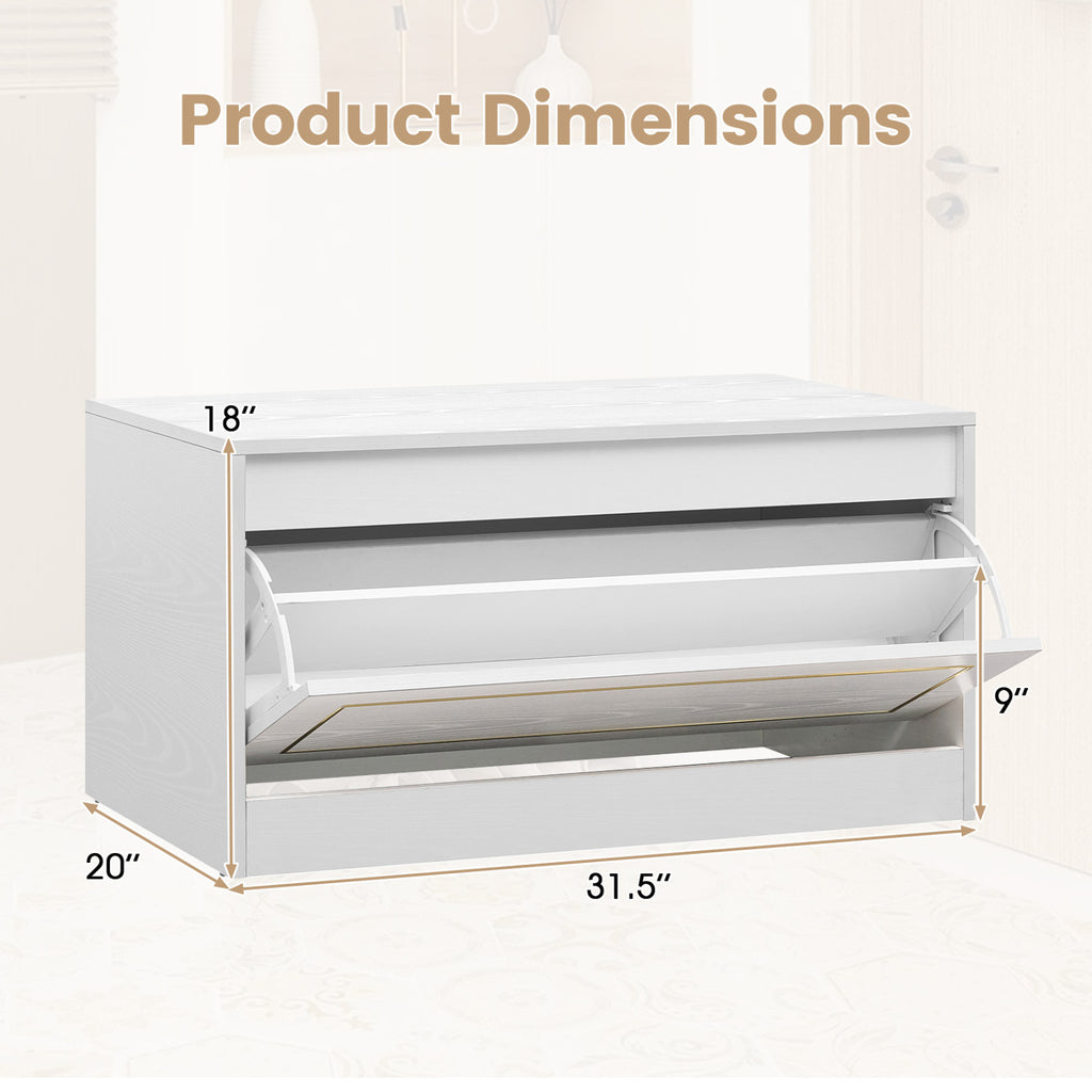 Narrow Shoe Cabinet with 1 Flip Drawer and Adjustable Shelf for