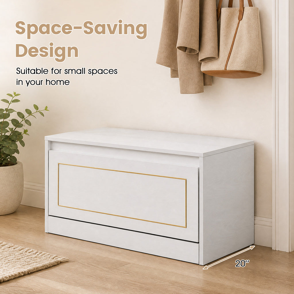Narrow Shoe Cabinet with 1 Flip Drawer and Adjustable Shelf for