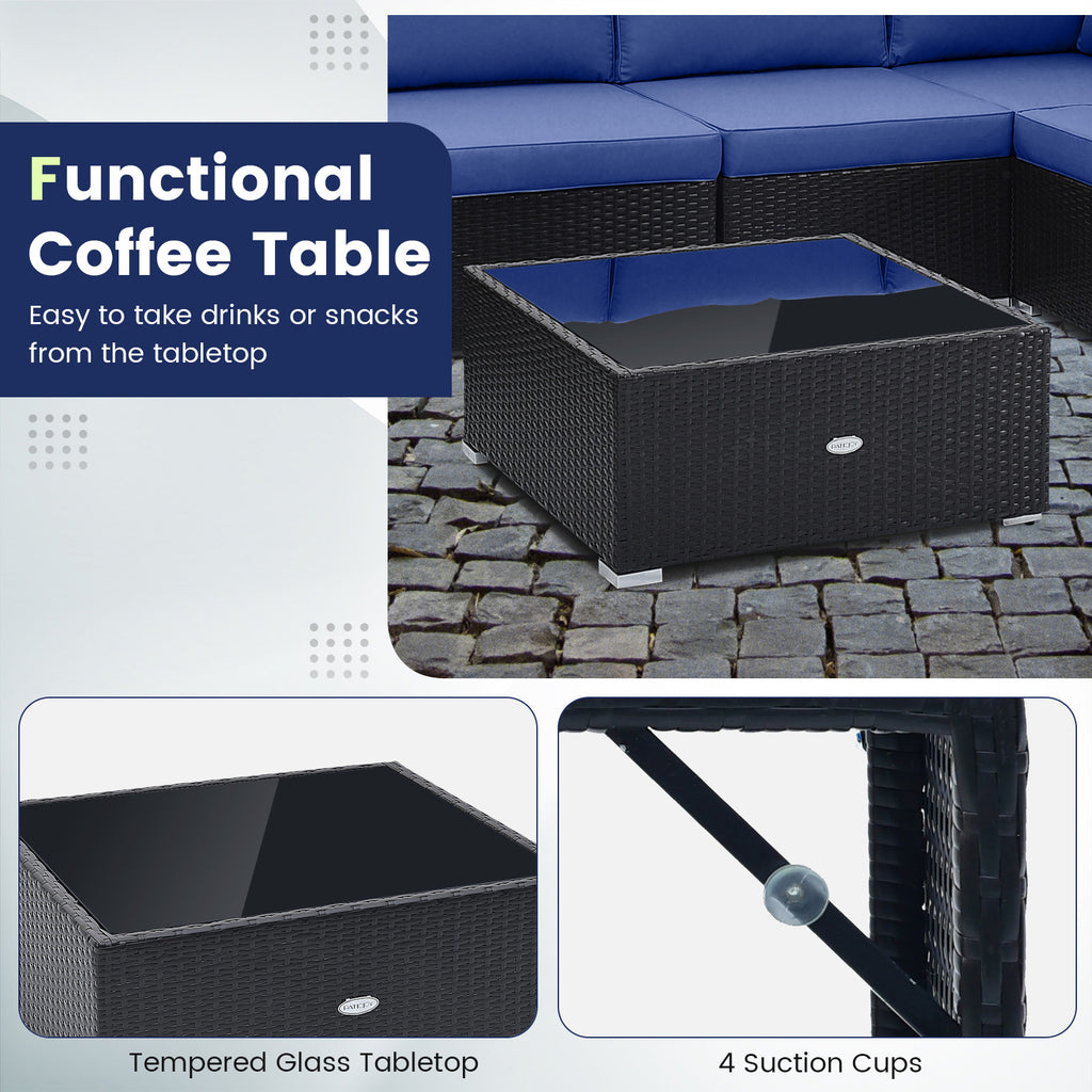 10-Piece Outdoor Wicker Conversation Set - Navy