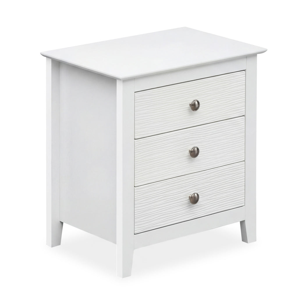 3-Drawer Nightstand with Wood Grain Accents, Black - Set of 2