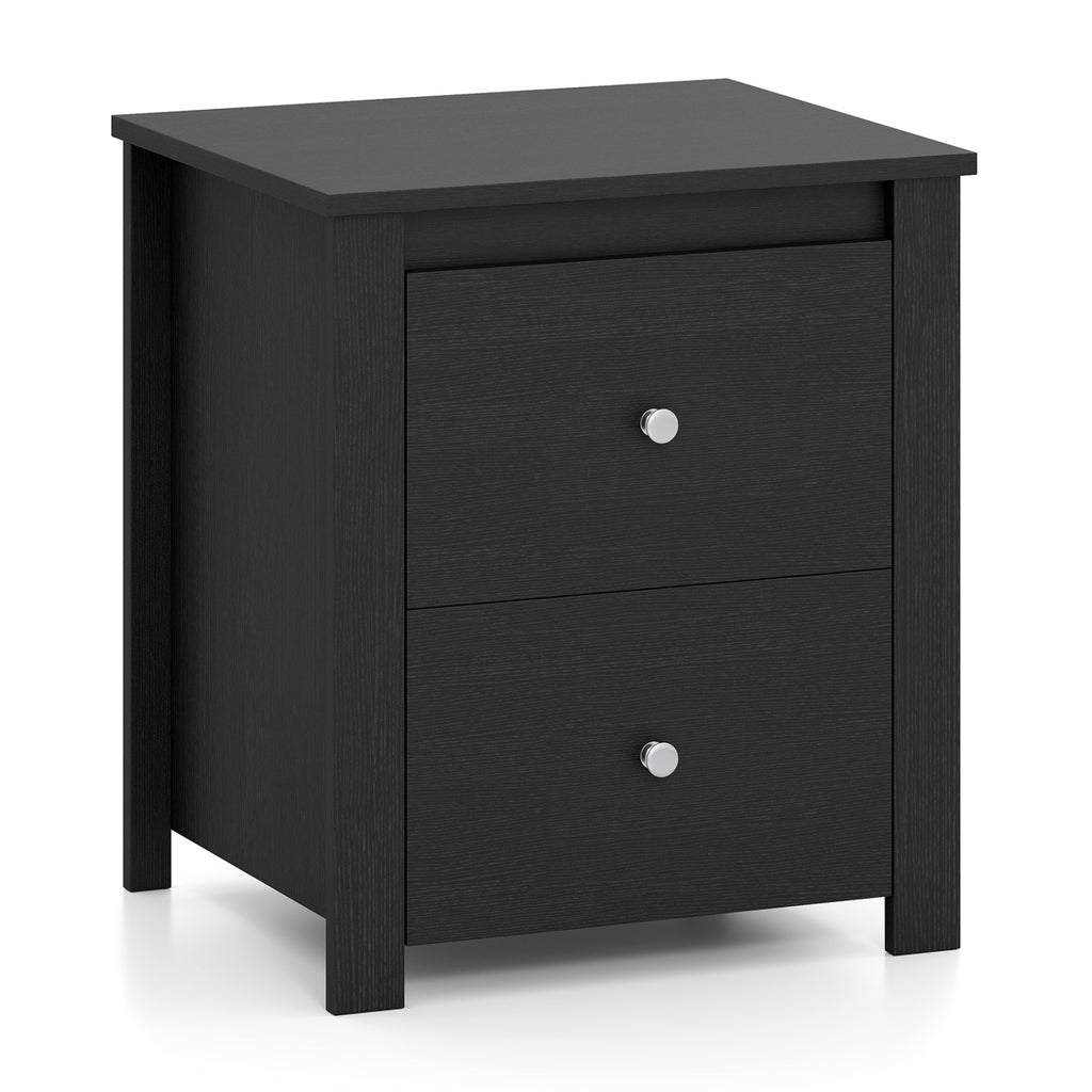 Nightstand with 2 Drawers & Storage – Black