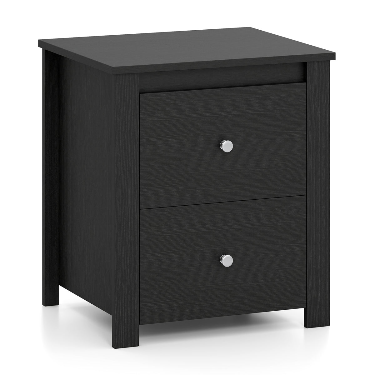 Nightstand with 2 Drawers & Storage – Black