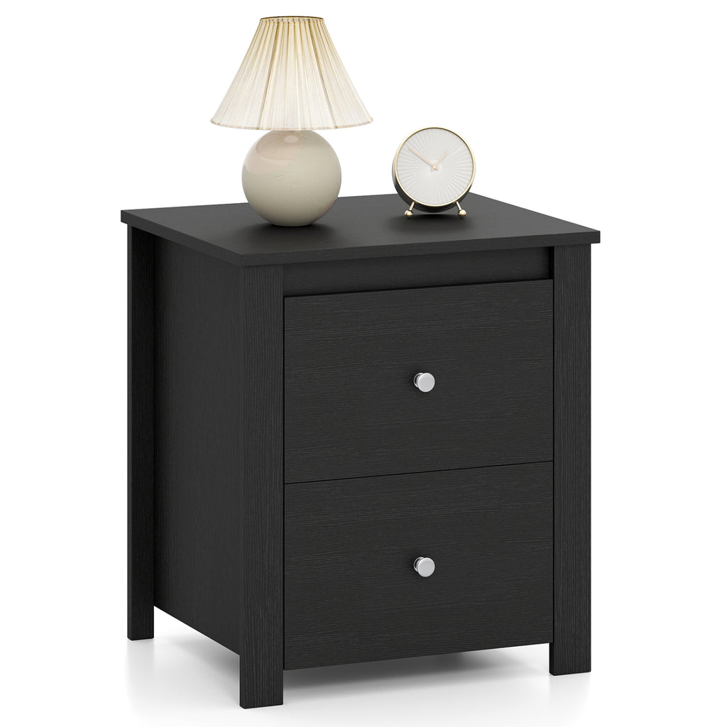 Nightstand with 2 Drawers & Storage – Black
