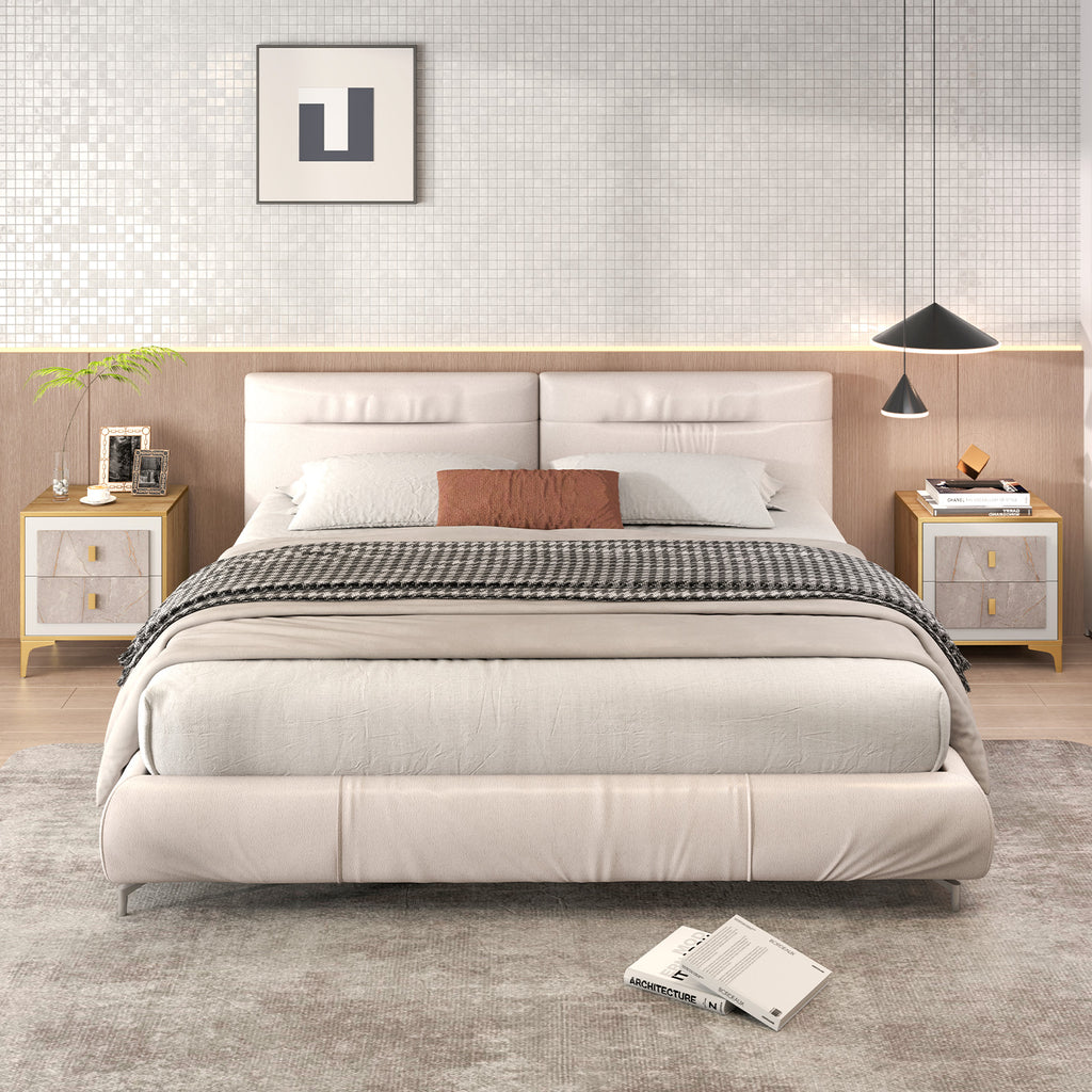 Nightstand with 2 Pull-Out Drawers – Marble Motif