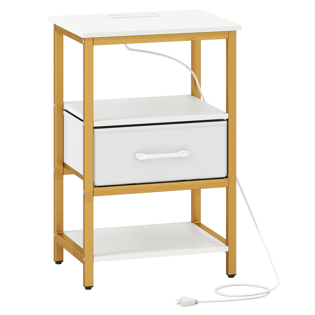 Nightstand with Charging Station and Fabric Drawer - 1 Piece
