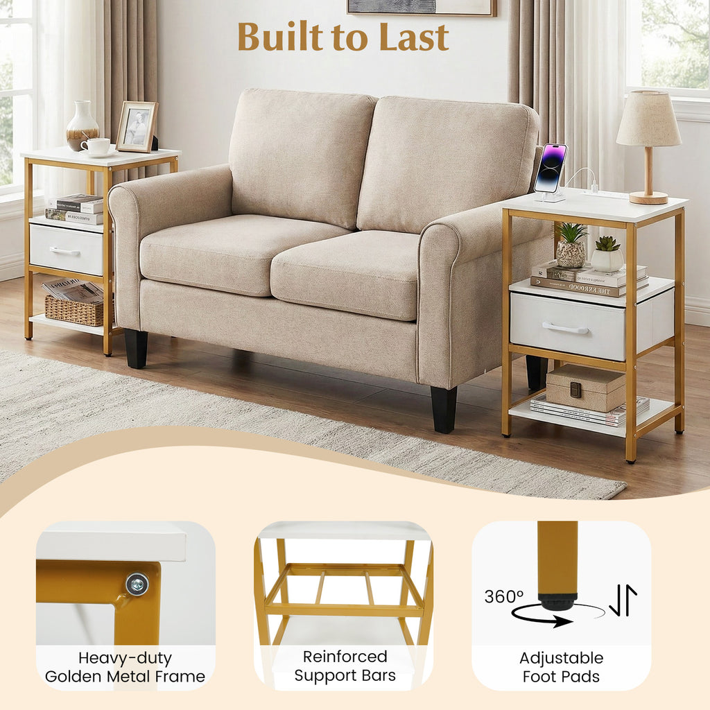 Nightstand with Charging Station and Fabric Drawer - 1 Piece