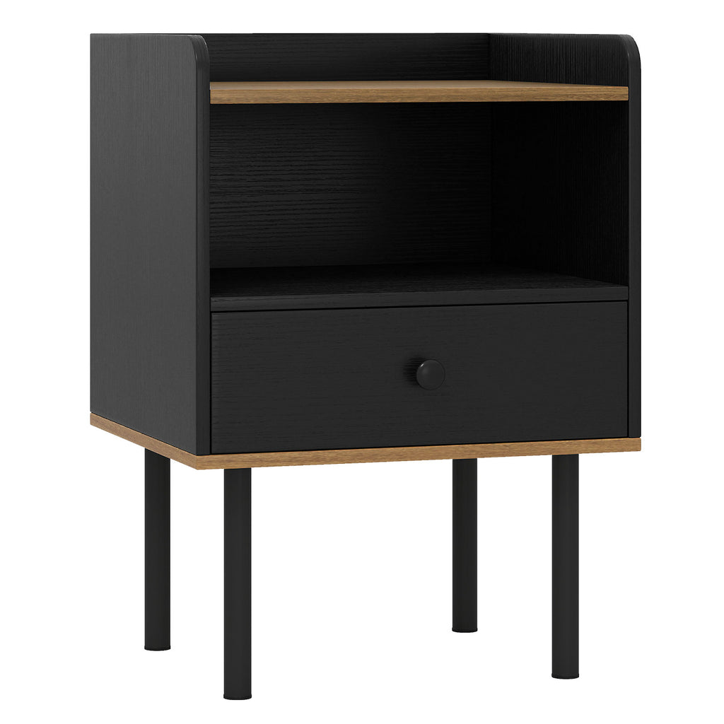 Nightstand with Drawer Side Table Set of 2 - Black