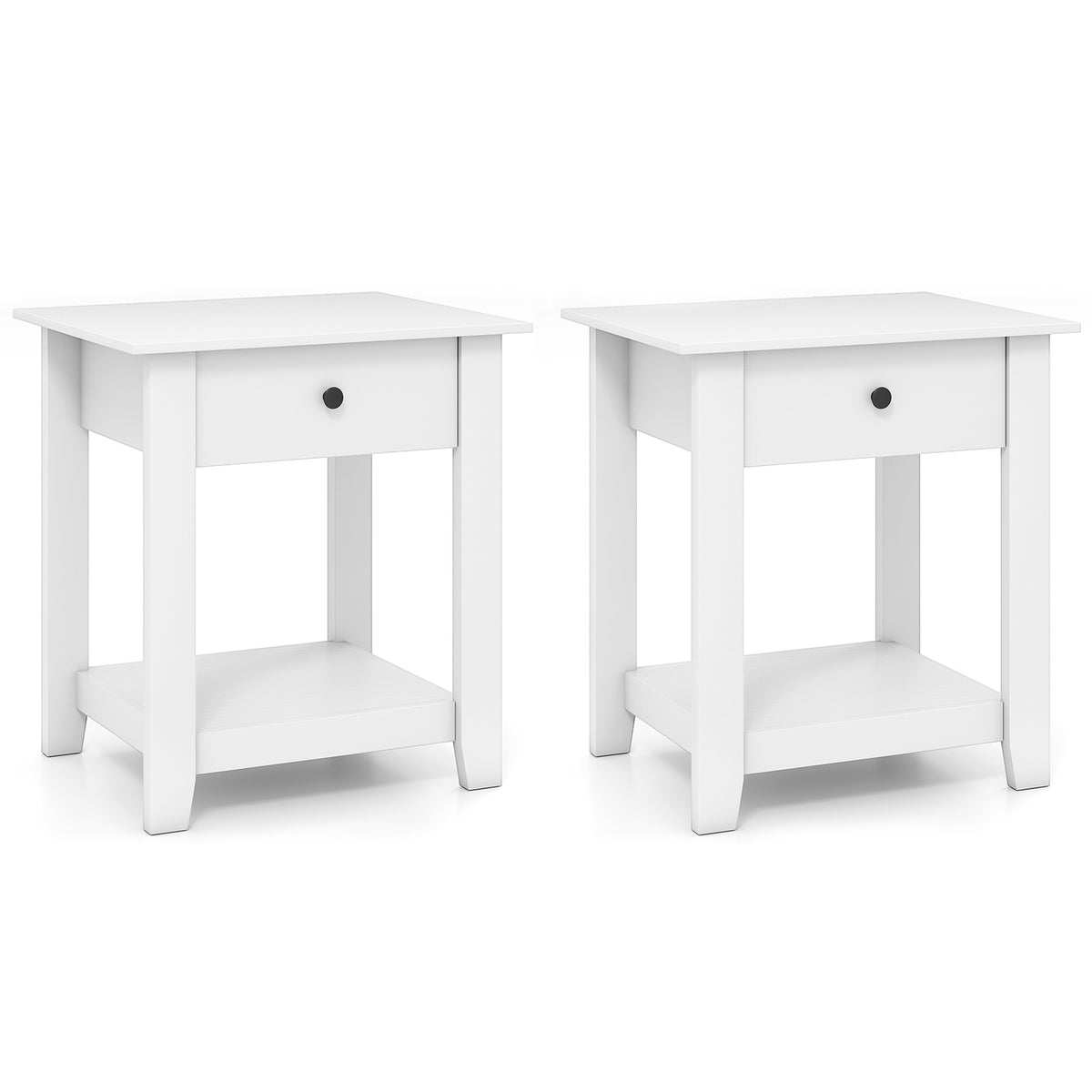 Nightstand with Drawer - White, Modern Bedside Table