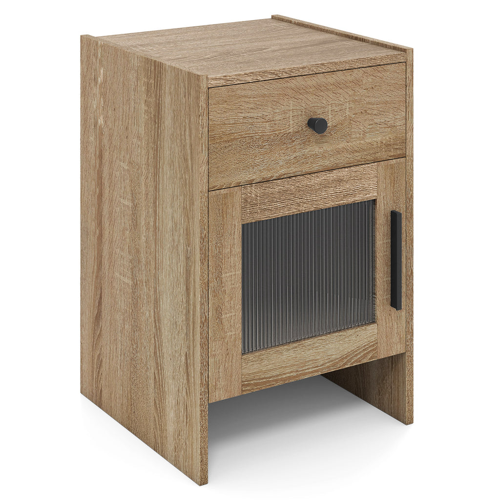 Nightstand with Drawer and Cabinet - Natural