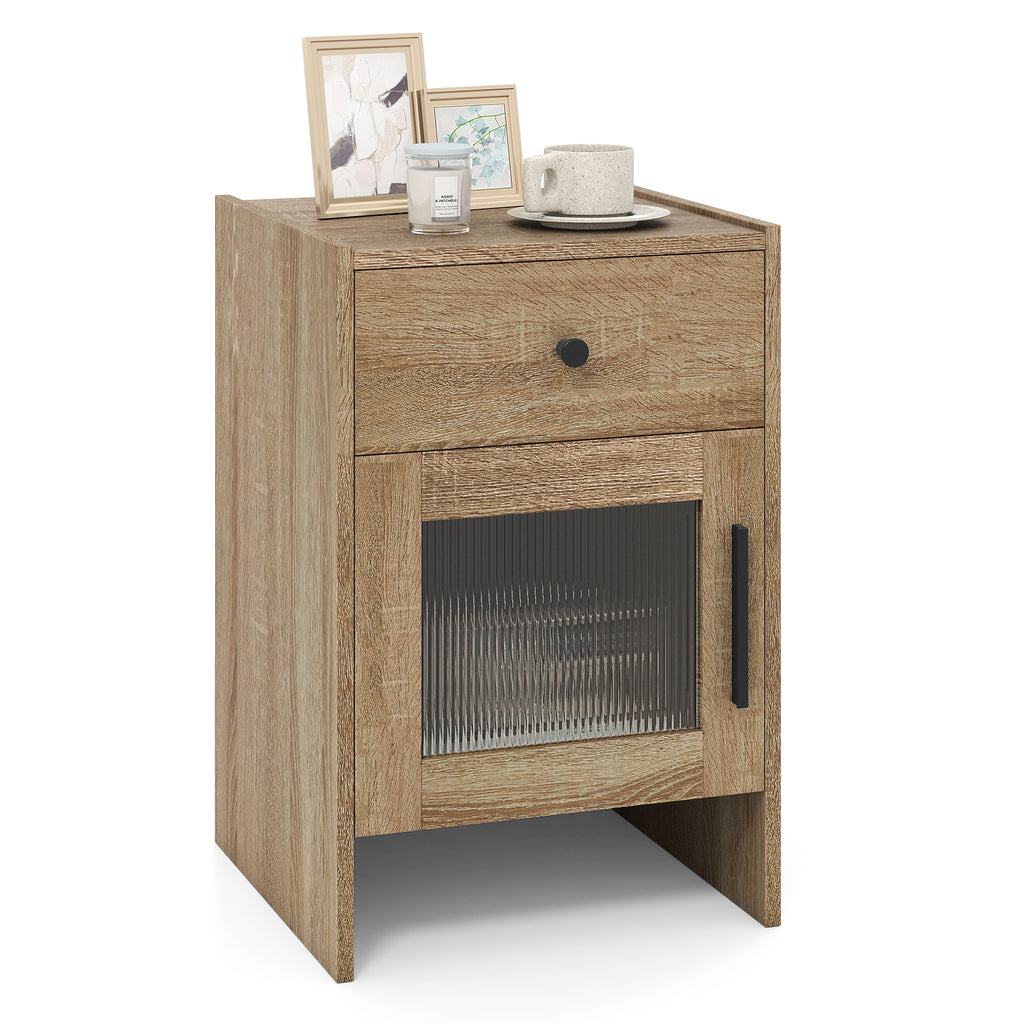Nightstand with Drawer and Cabinet - Natural