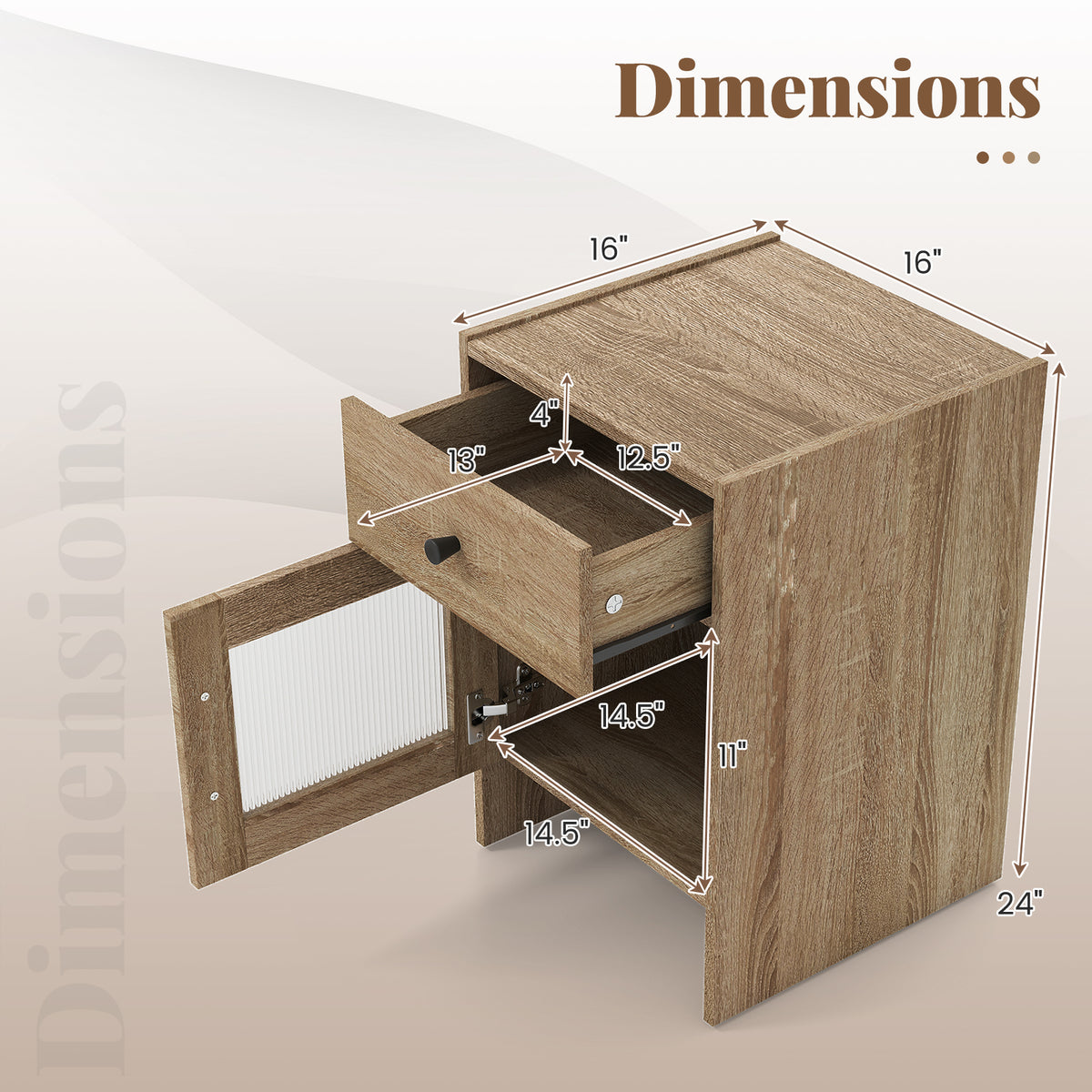 Nightstand with Drawer and Cabinet - Natural