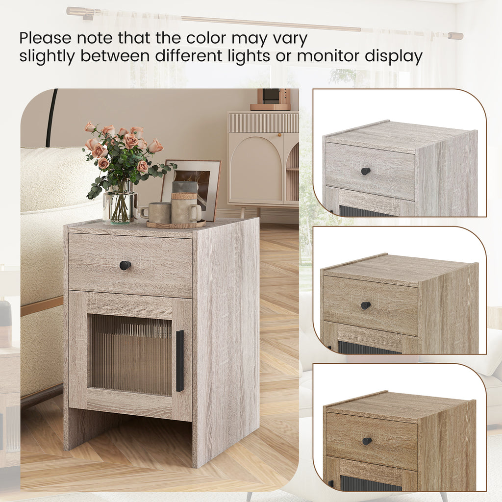 Nightstand with Drawer and Cabinet - Natural