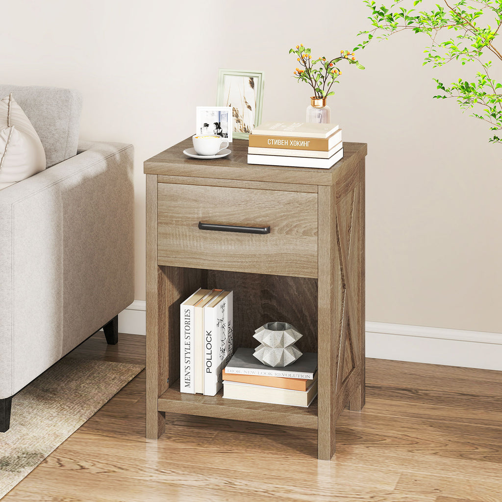 Nightstand with Drawer and Shelf - Natural