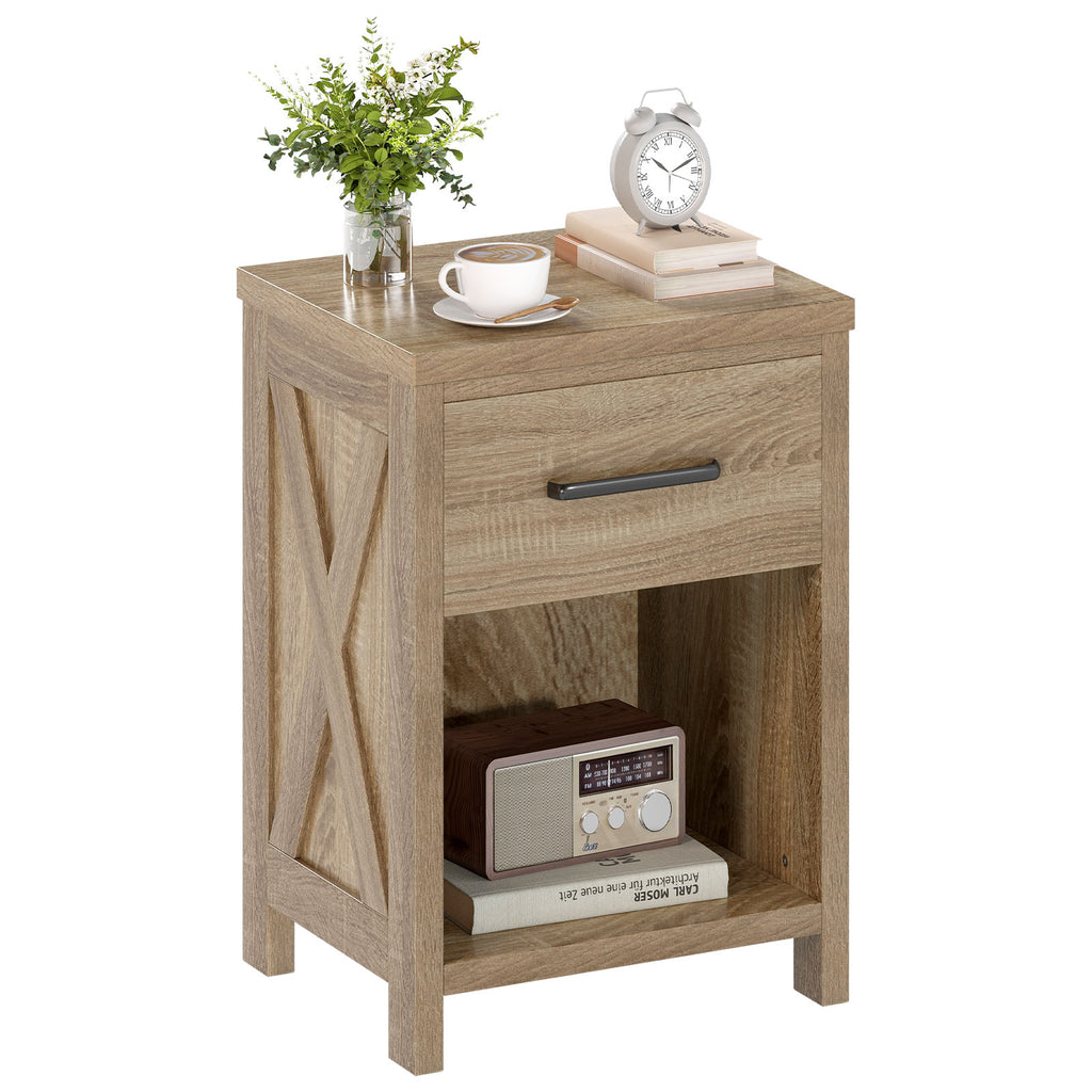 Nightstand with Drawer and Shelf - Natural