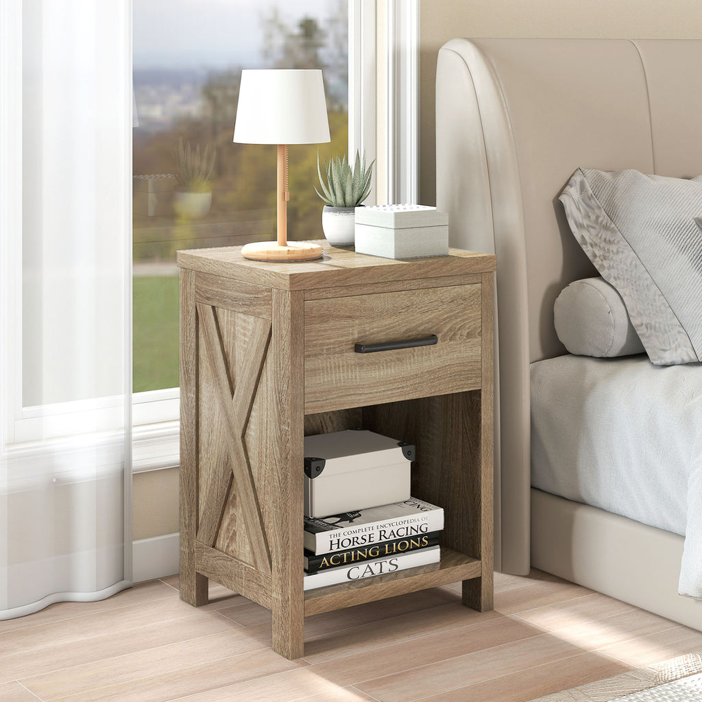 Nightstand with Drawer and Shelf - Natural