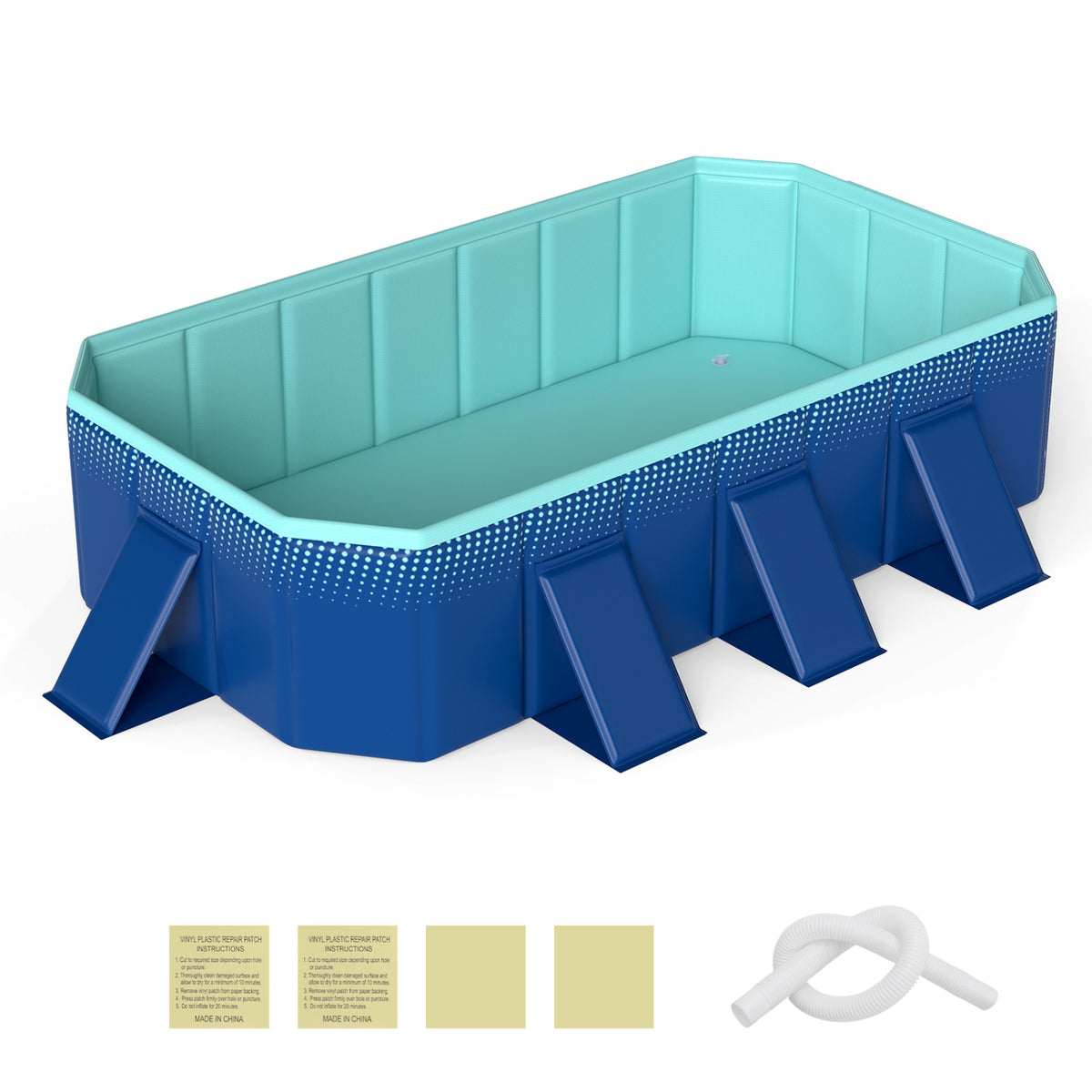 Non-Inflatable Swimming Pool Portable Around Ground with 8 Support
