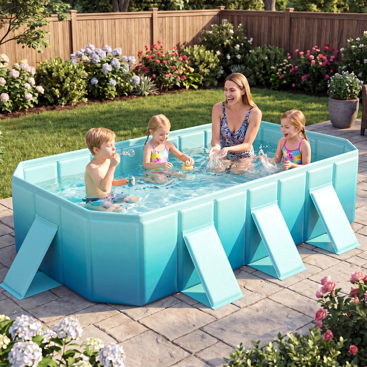 Non-Inflatable Swimming Pool Portable Around Ground with 24 Wall
