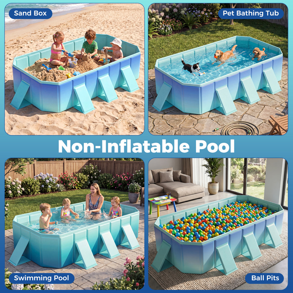 Non-Inflatable Swimming Pool Portable Around Ground with 24 Wall