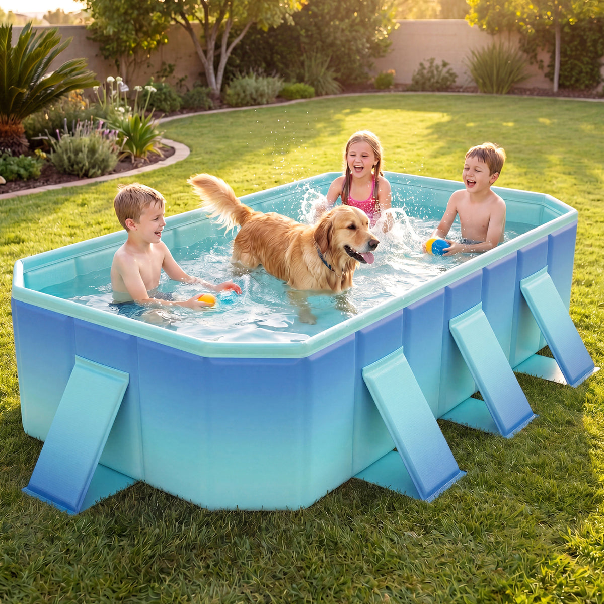 Non-Inflatable Swimming Pool Portable Around Ground with 8 Support